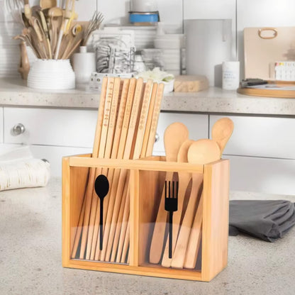 Bamboo Utensil Holder – 2 Section