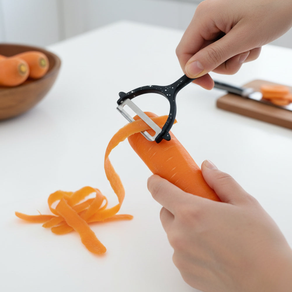 Stainless Steel Premium Vegetable Y-shaped Peeler With non-slip metal handle Black Granite