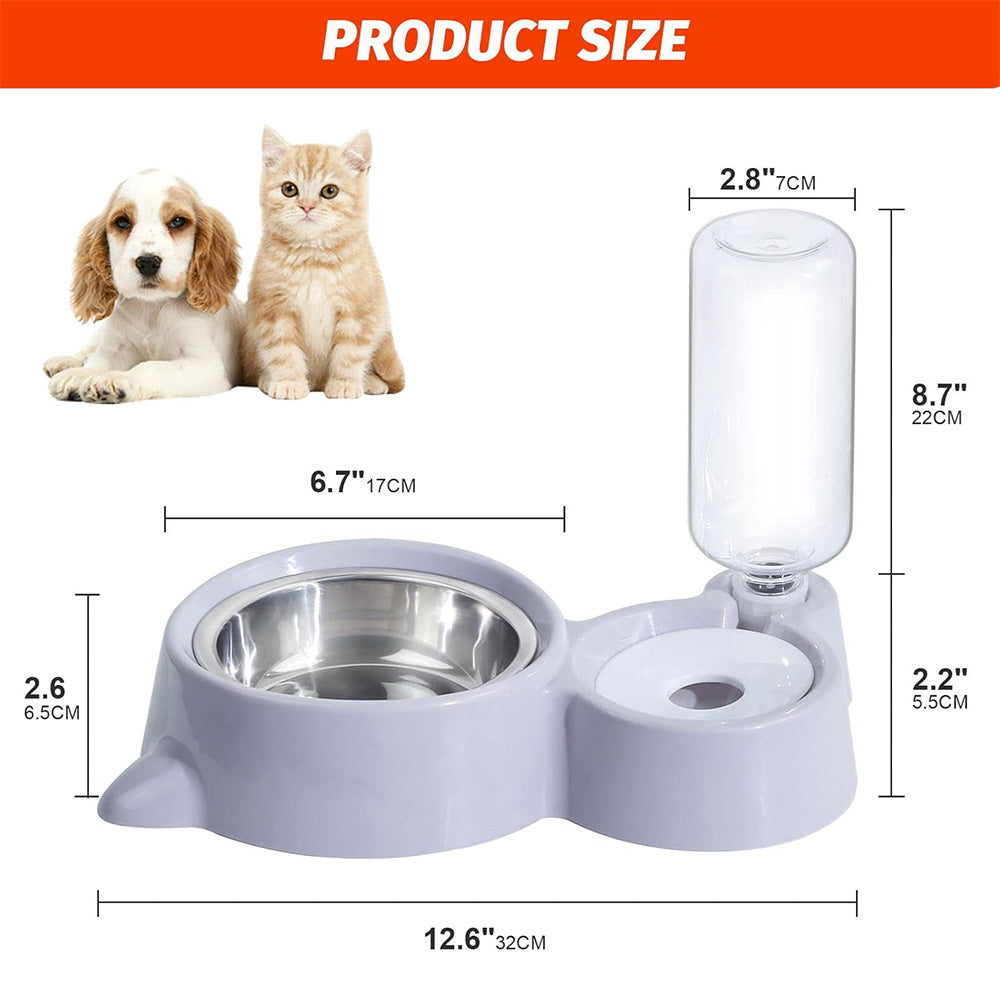 Double Pet Bowls with Automatic Water Dispenser