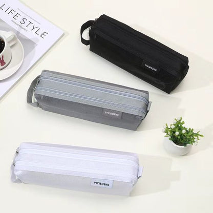 Mesh Pencil Case Double Zipper