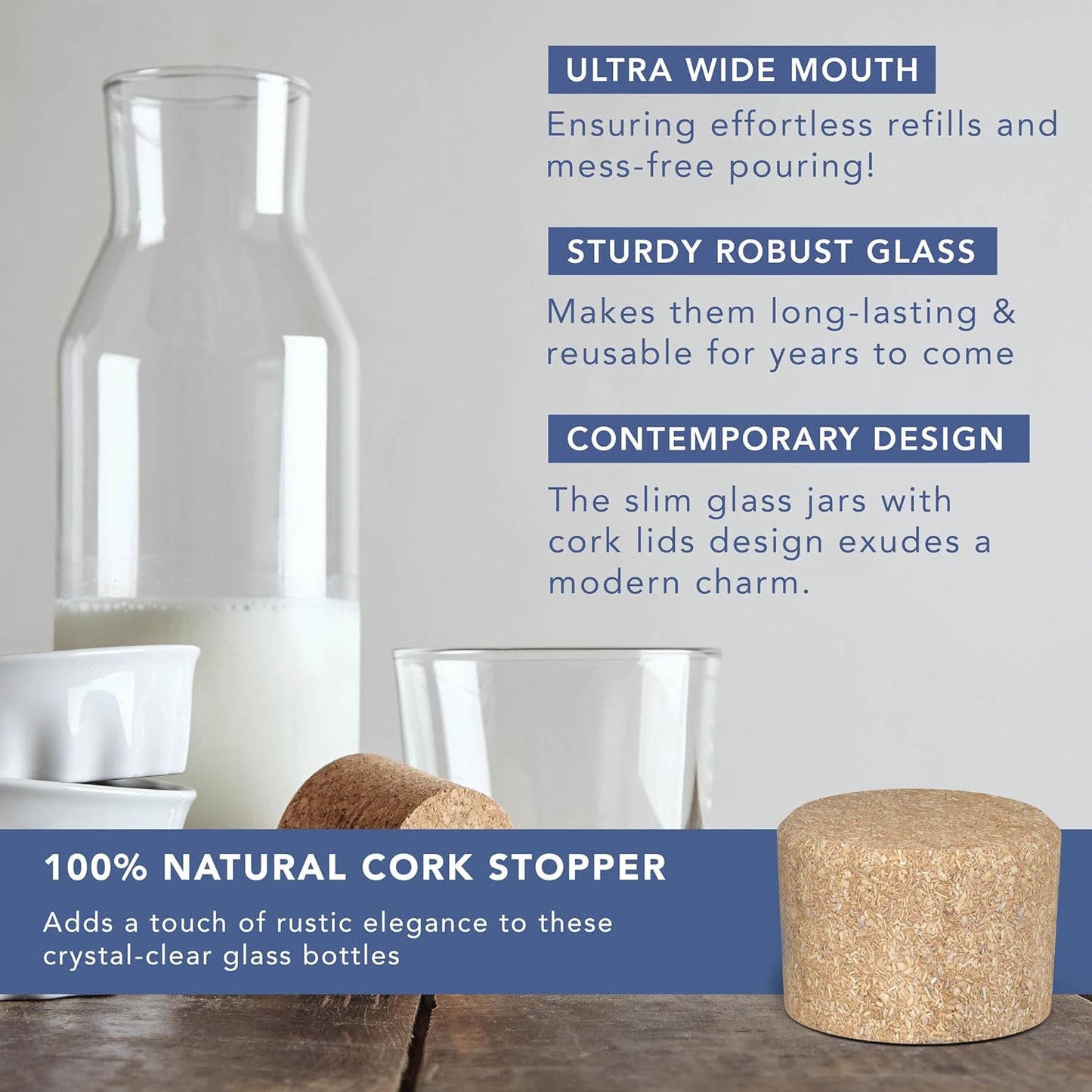 1-Pcs High-Quality Glass Bottle with Cork Lid