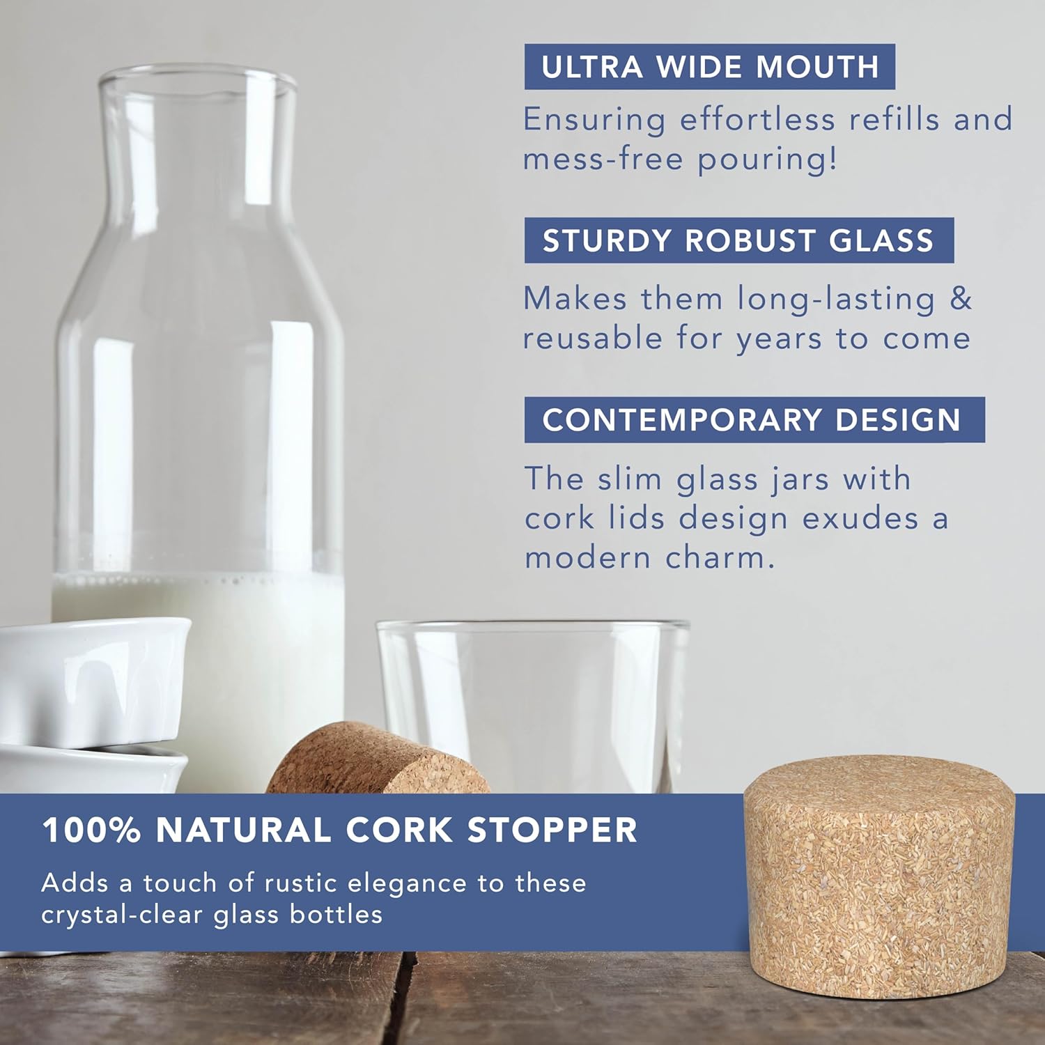 1-Pcs High-Quality Glass Bottle with Cork Lid