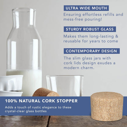 1-Pcs High-Quality Glass Bottle with Cork Lid