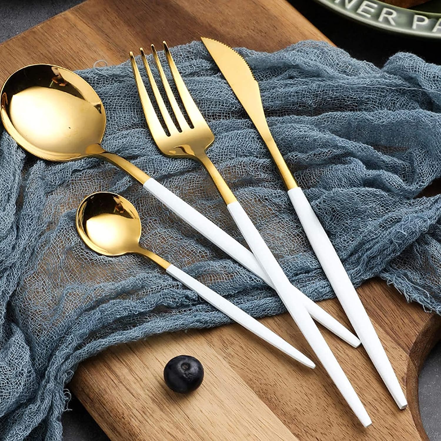 Stainless Steel Cutlery Set White Gold 30-Piece