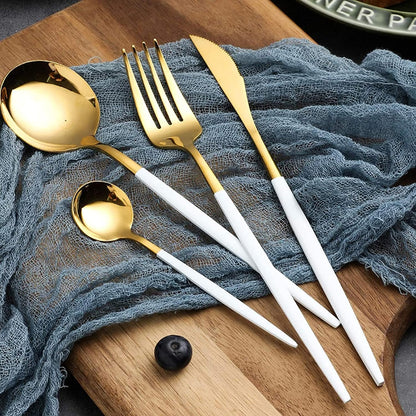 Stainless Steel Cutlery Set White Gold 30-Piece