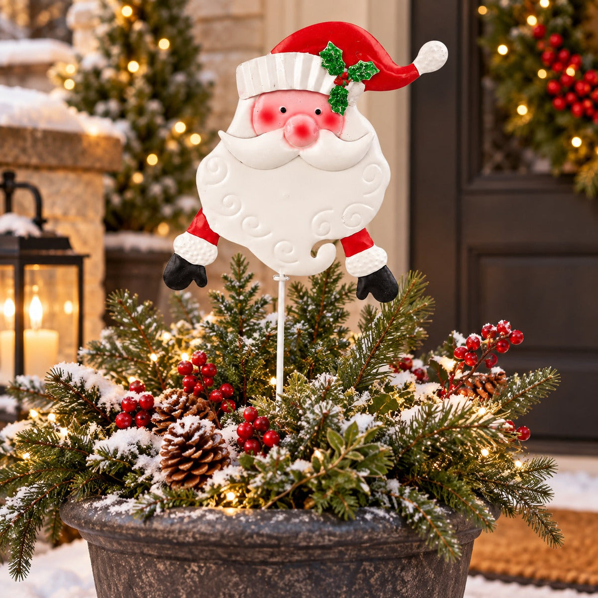 Santa Metal Christmas Garden Stake – Approx. 42 cm