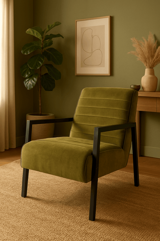 Lars Green Velvet Armchair by Eleonora