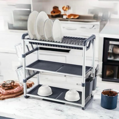 Binca Aluminum 3-Tier Dish Drying Rack 61-cm ( Silver )