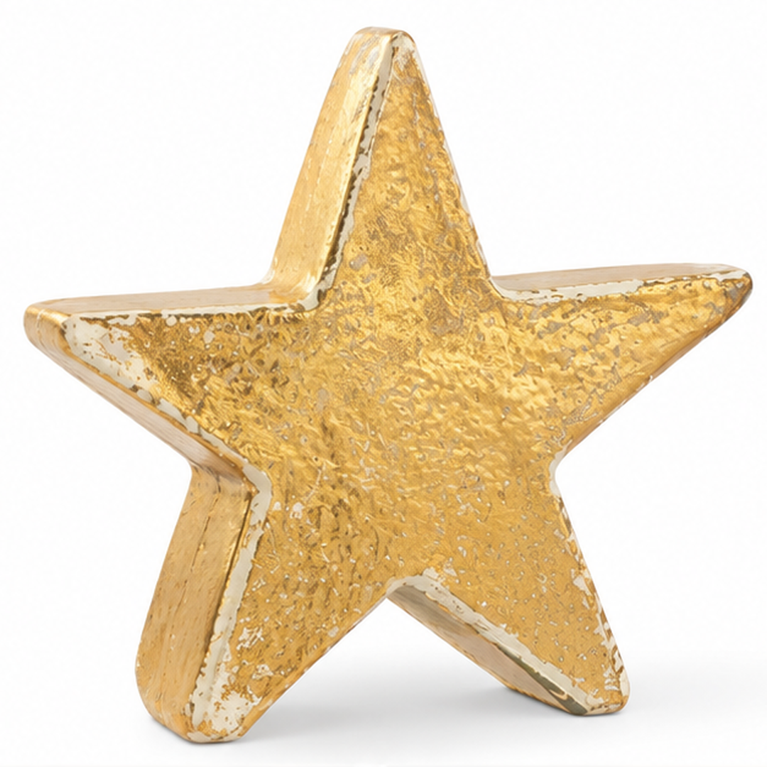 Pure Gold Ceramic Star Christmas Decoration