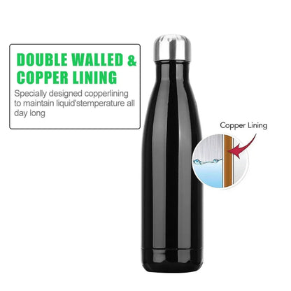Stainless Steel Double Wall Vacuum Insulated Flask Water Bottle – Black