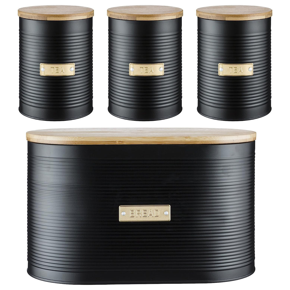 Sleek and Modern Textured Canister Set – Black