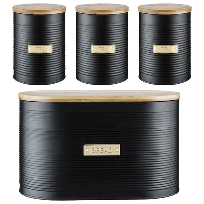 Sleek and Modern Textured Canister Set – Black