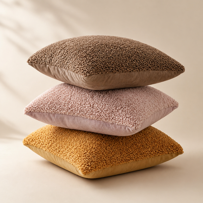 Tiseco Home Studio Cushion - Soft Teddy Plush Fabric - Brown