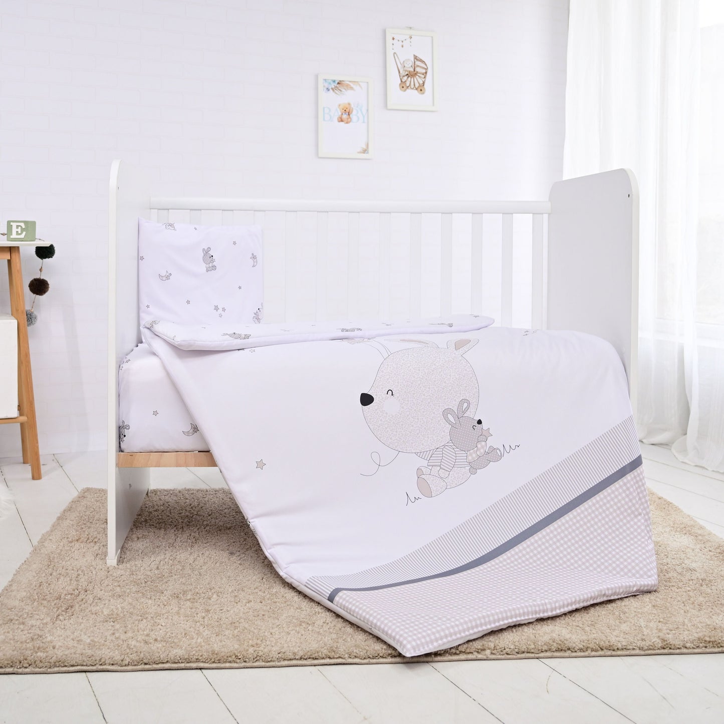 Cosy Little Rabbits grey 3-piece sleep set