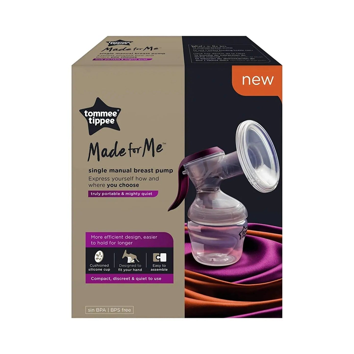 Tommee Tippee Made for Me Single Manual Breast Pump Cushioned Silicone Cup