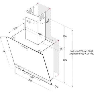 Ariston  | AHVP 8.7F LT K Wall mounted Cooker Hood