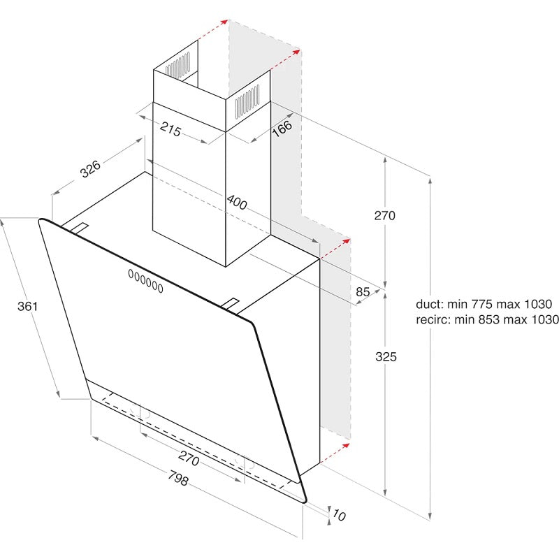 Ariston  | AHVP 8.7F LT K Wall mounted Cooker Hood