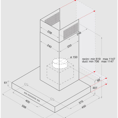 Ariston Hotpoint PHBS6.7FLLIX Hood – Stainless Steel