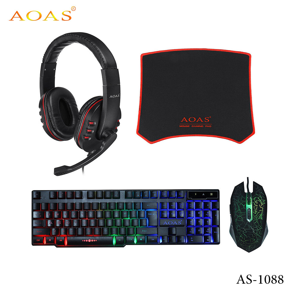 RGB Gaming Keyboard 4 Pcs Set