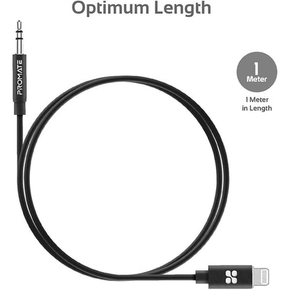 Promate Audiolink-Lt1 Black 3.5Mm Audio Cable With Lightning Connector