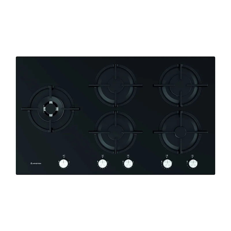 Ariston Ags92Sbk Built In Gas Hob 5 Burners Black Glass 90 CM