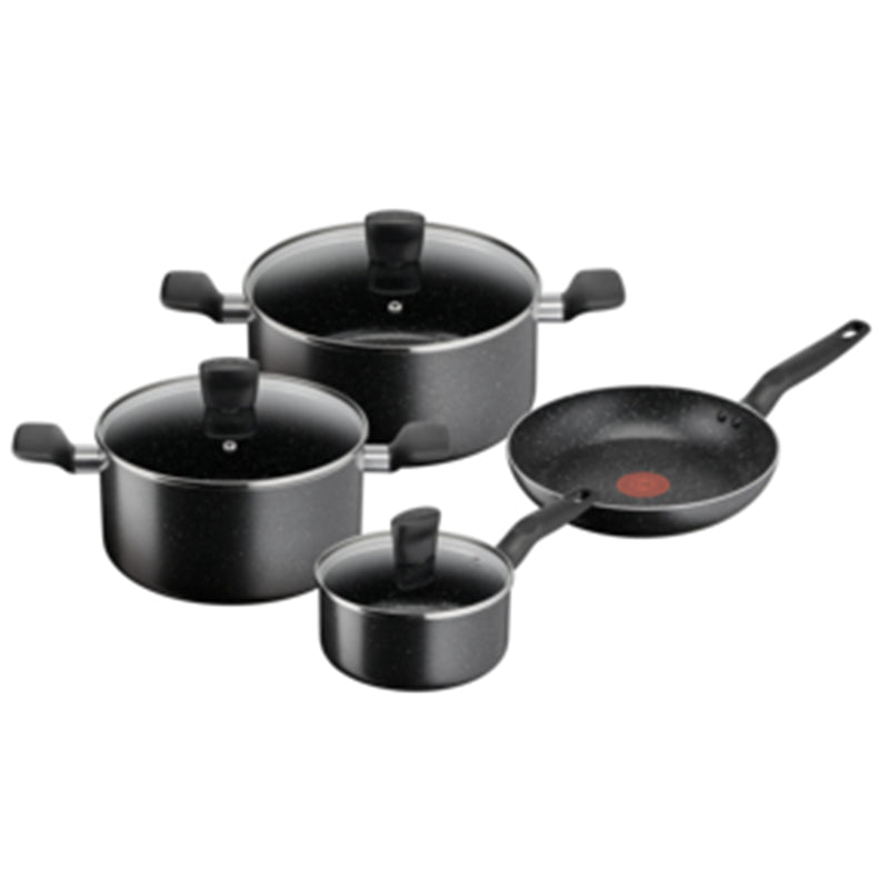 Tefal B491S785 Dark Stone 7 pcs set stewpots 22/24 cm+lids, saucepan 16 cm, frypan 24 cm