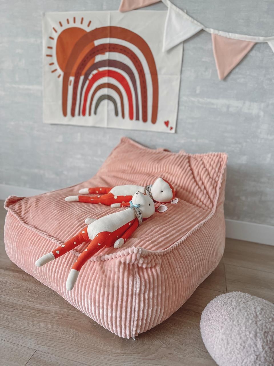 Pink Corduroy Kids' Bean Bag Chair