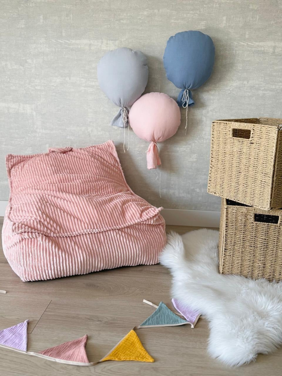 Pink Corduroy Kids' Bean Bag Chair