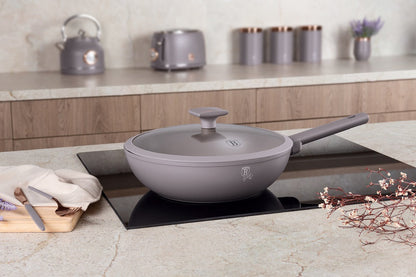 Wok with lid, 28 cm, Taupe