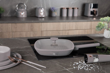 Grill pan with lid, 28 cm, Taupe