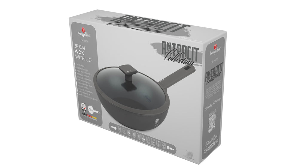 Wok with lid, 28 cm Anthracite