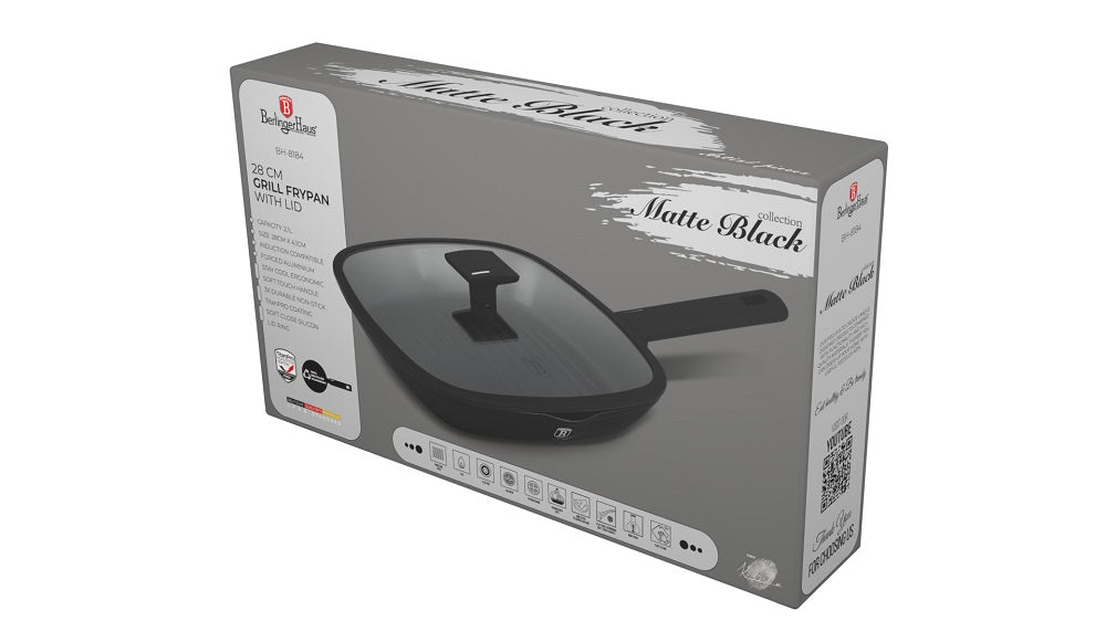 Grill pan with lid, 28 cm, Black Matt