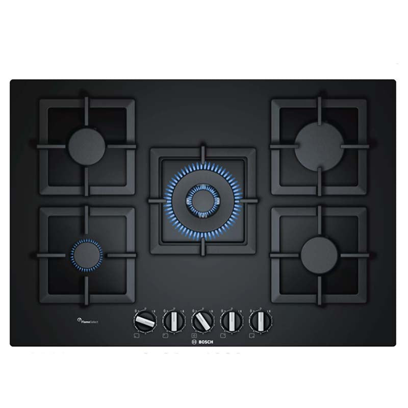 Bosch PPQ7A6B20 6 Gas Hob 70 cm Tempered Glass, Black