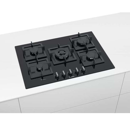 Bosch PPQ7A6B20 6 Gas Hob 70 cm Tempered Glass, Black