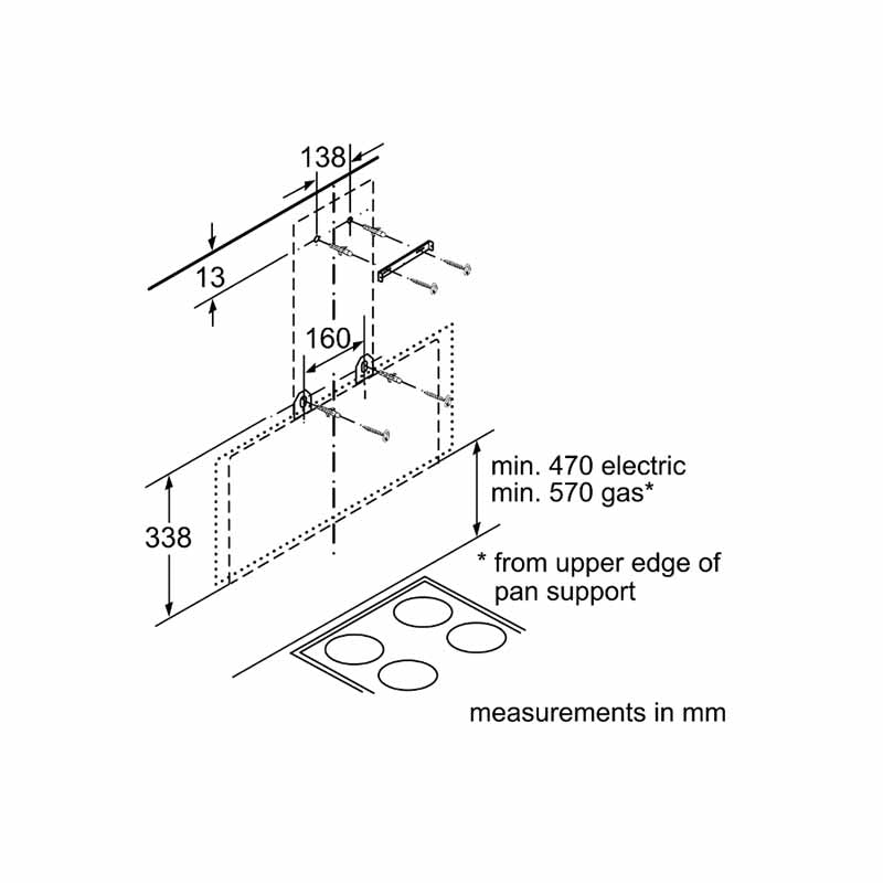 Bosch DWK095G60T 2 Wall-Mounted Cooker Hood 90 Cm Clear Glass Black Printed