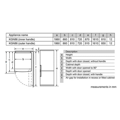 Bosch KGN86AI30U Serie | 6 Free-Standing Fridge-Freezer With Freezer At Bottom 186 x 86 cm Stainless Steel With Anti-Fingerprint