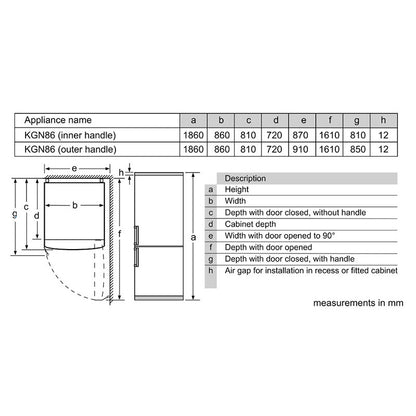 Bosch KGN86AW30U Serie | 6 Free-Standing Fridge-Freezer With Freezer At Bottom 186 x 86 cm White