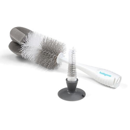 Babyono Bottle & Nipple Brush with Suction Cup – Gray