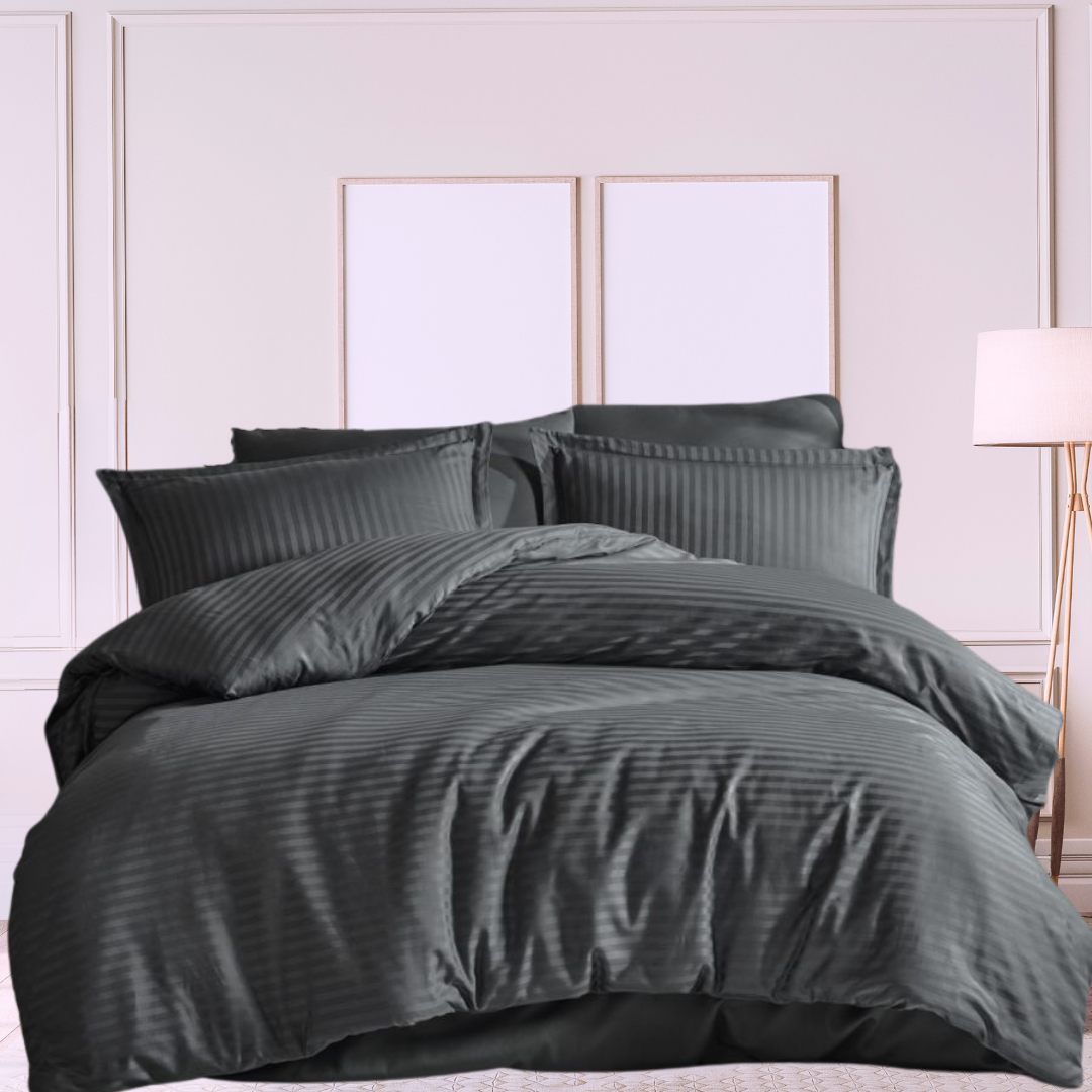 300TC cotton satin stripe Duvet Cover Set
