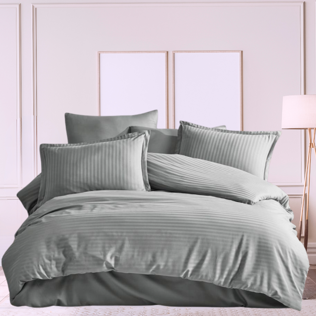 300TC cotton satin stripe Duvet Cover Set