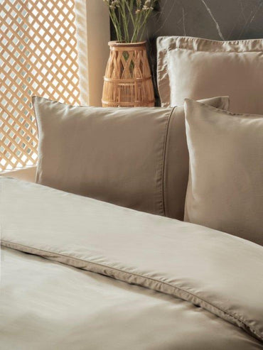 Silk Cotton DOUBLE Duvet Cover Set Beige  800TC