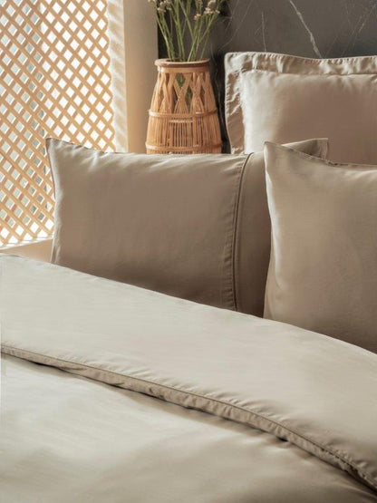 Silk Cotton DOUBLE Duvet Cover Set Beige  800TC