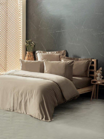 Silk Cotton DOUBLE Duvet Cover Set Beige  800TC