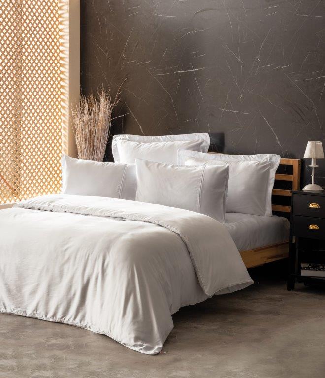 Silk Cotton DOUBLE Duvet Cover Set White  800TC