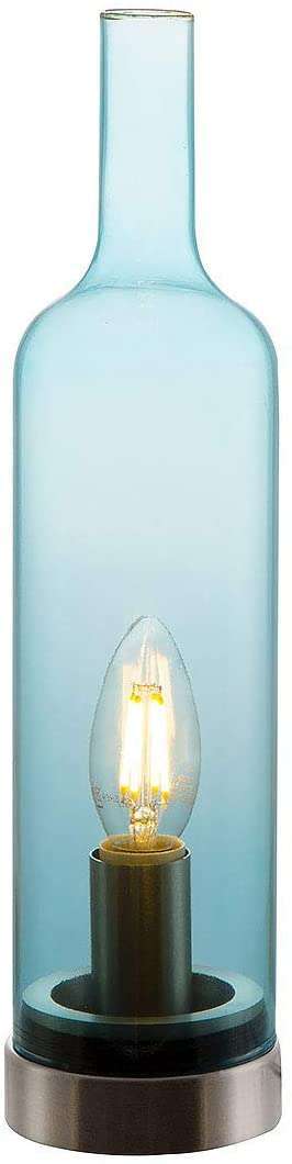 Nino Germany Bottle Table Lamp – 33.5cm Decorative Glass Light in Vibrant Blue