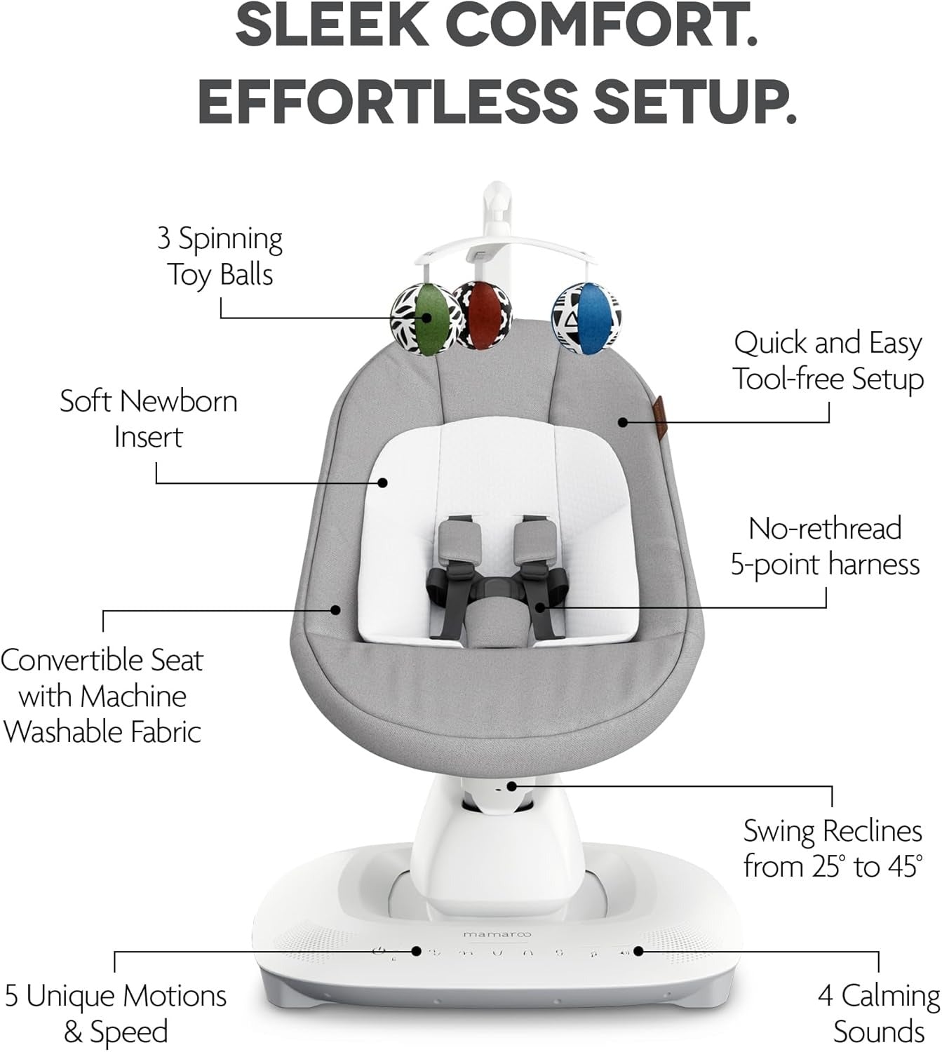 Mamaroo Infant Seat with Multiple Motion Settings- Grey