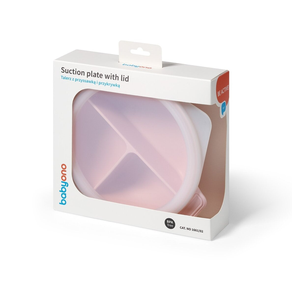 silicone suction plate with lid -pink