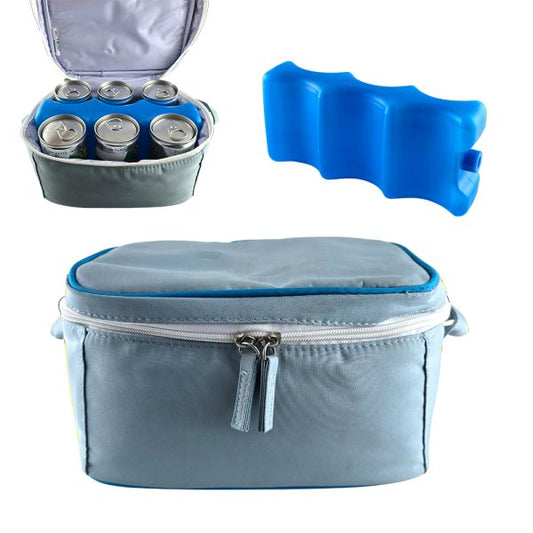 Cooler Bag with Ice Pack Fits 6 Baby Bottles or Soda Cans