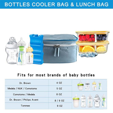 Cooler Bag with Ice Pack Fits 6 Baby Bottles or Soda Cans