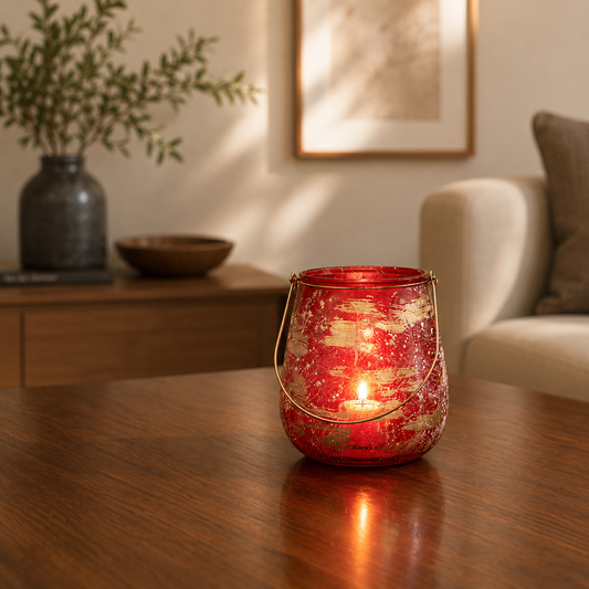Christmas Glenna Hurricane Light Red Vase